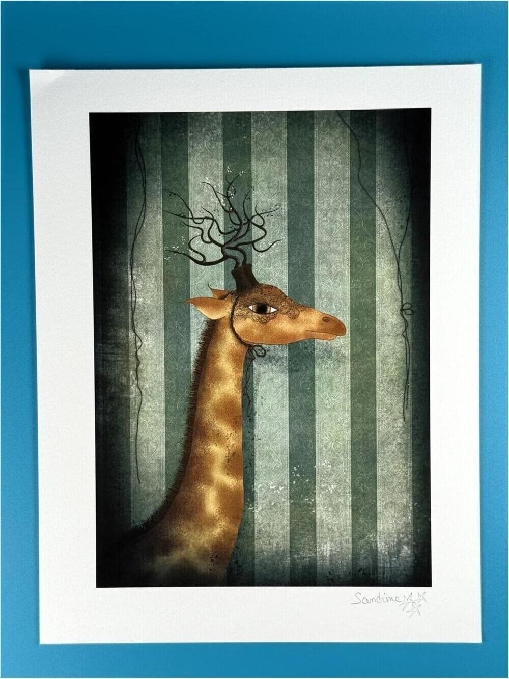 Sandrine Mercier - The Giraffe Who Wanted To Be a Deer Signed Fantasy Art Print